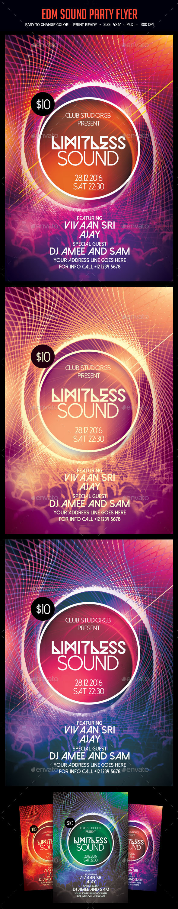 EDM Sound Party Flyer - Clubs & Parties Events