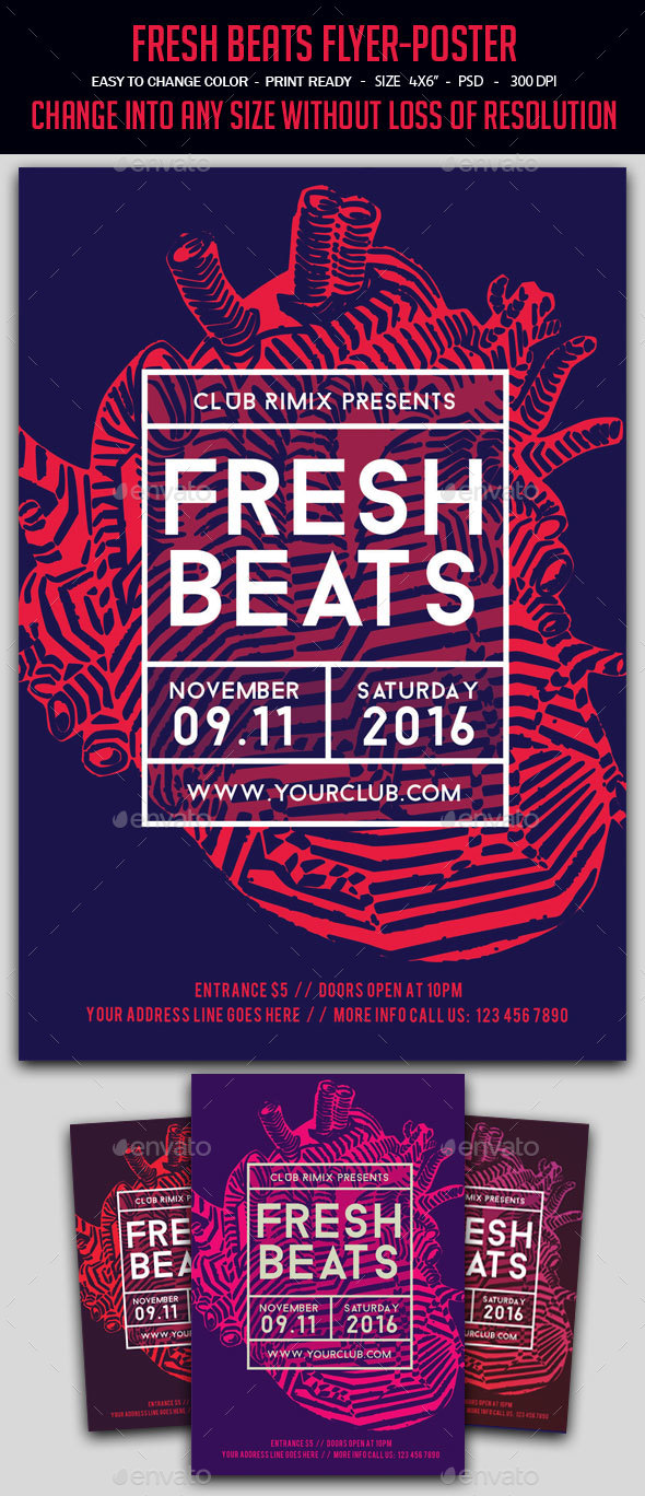Fresh Beats Flyer-Poster - Clubs & Parties Events