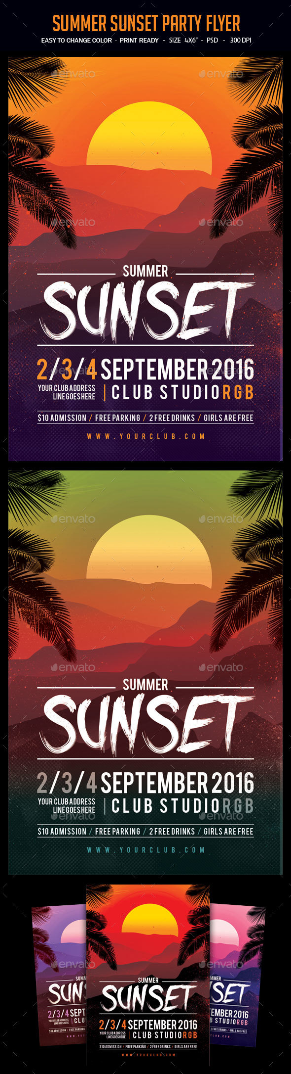 Summer Sunset Party Flyer - Clubs & Parties Events