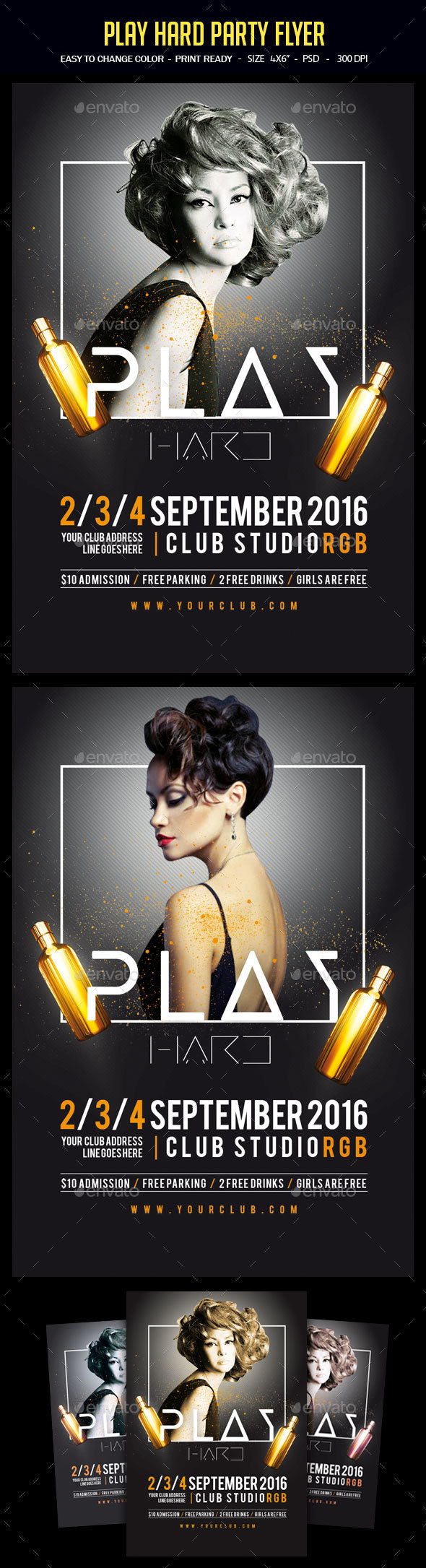 Play Hard Party Flyer - Clubs & Parties Events