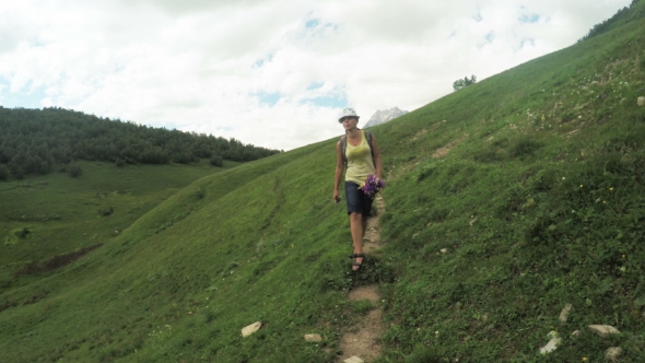 Path In Alpine Meadows Woman