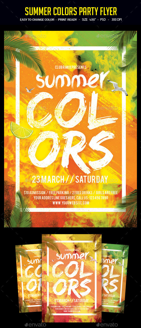 Summer Colors Party Flyer - Clubs & Parties Events