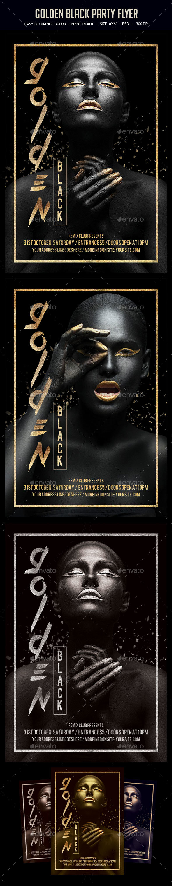 Golden Black Party Flyer - Clubs & Parties Events