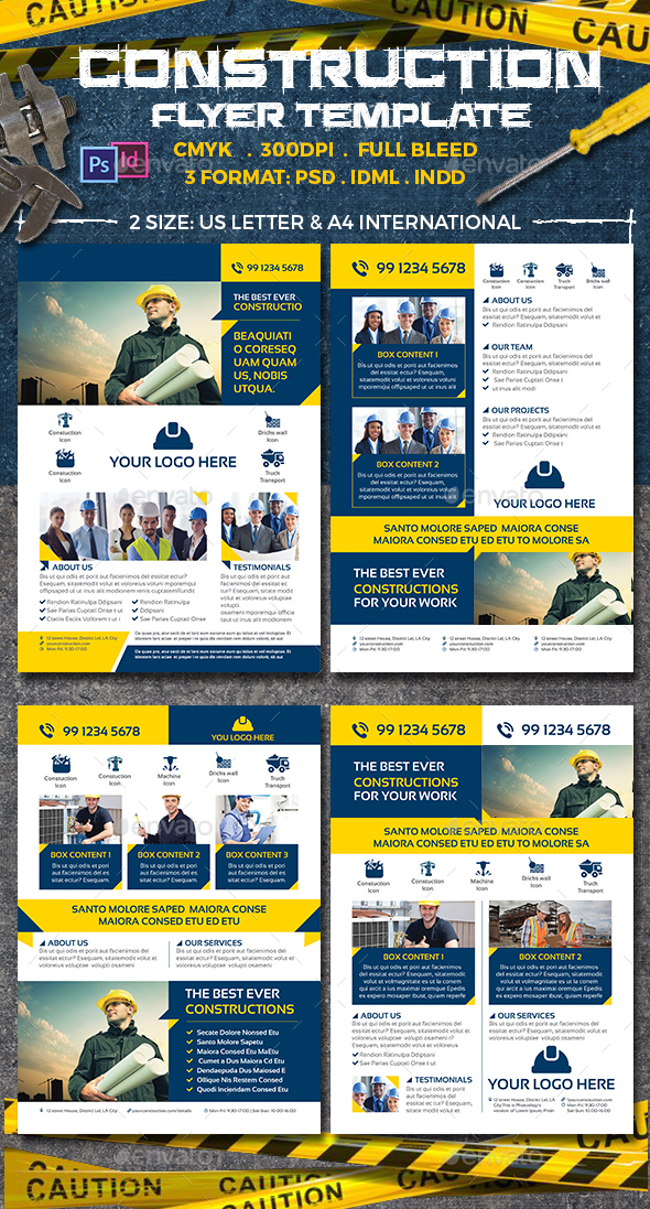 Construction Flyer Templates - Corporate Business Cards