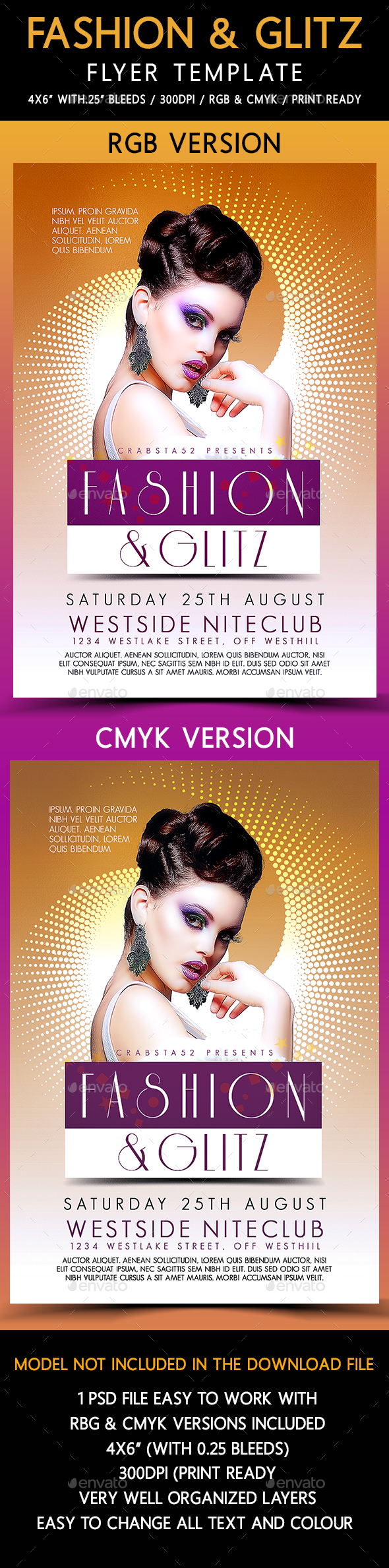 Fashion & Glitz Flyer Template - Flyers Print Templates