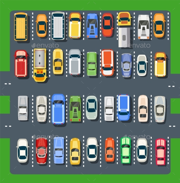 Top View of a City Parking - Travel Conceptual