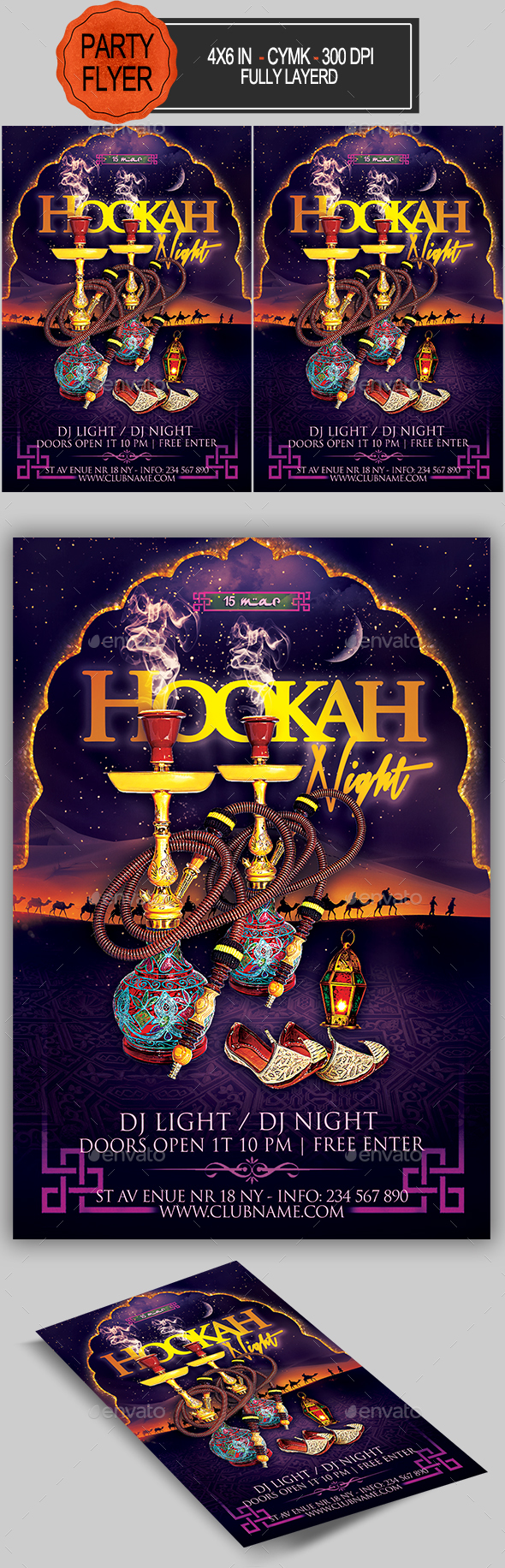 Hookah Flyer - Clubs & Parties Events