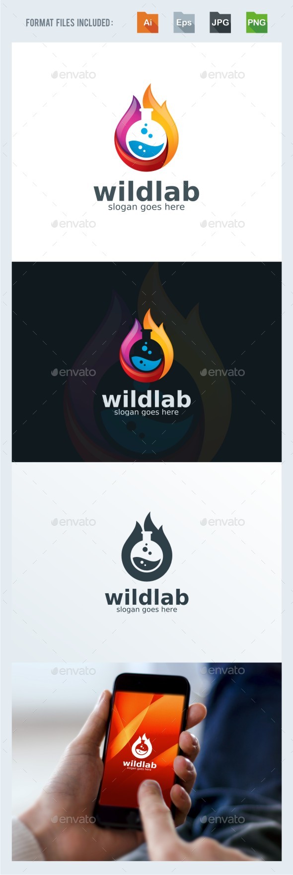 Wild Lab - Flame Logo Template - Symbols Logo Templates