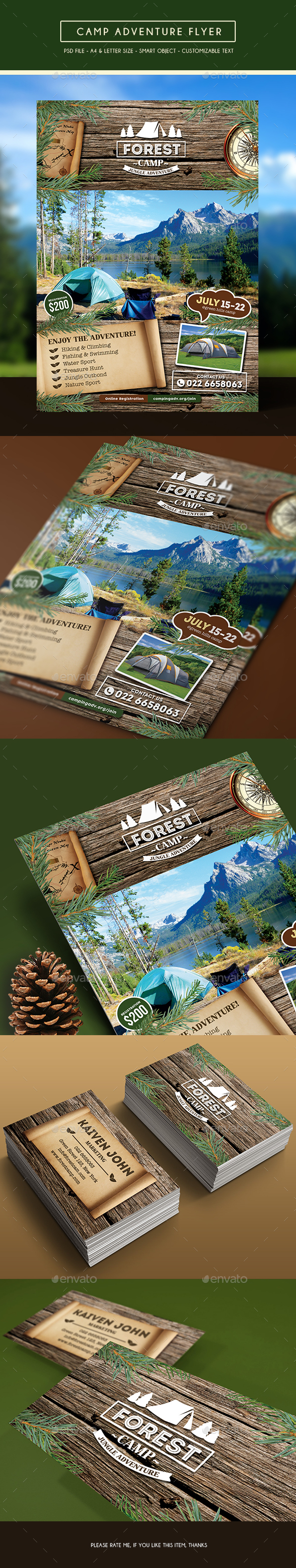 Camping Adventure Flyer + Business Card - Sports Events