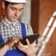 Workman Builder Uses The Tablet - VideoHive Item for Sale