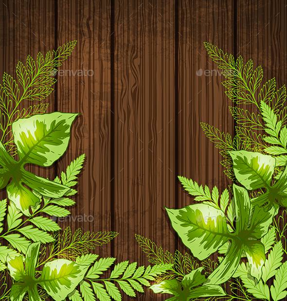 Background with Green Tropical Leaves - Flowers & Plants Nature