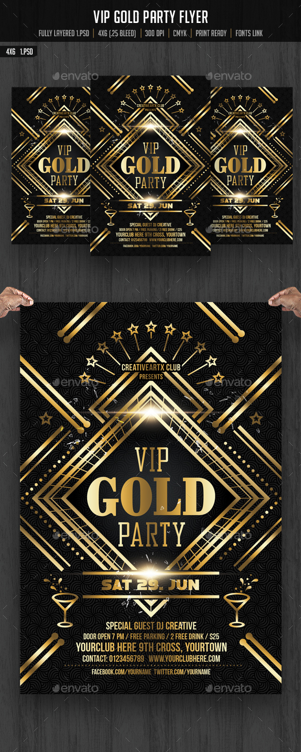VIP Gold Party Flyer - Clubs & Parties Events