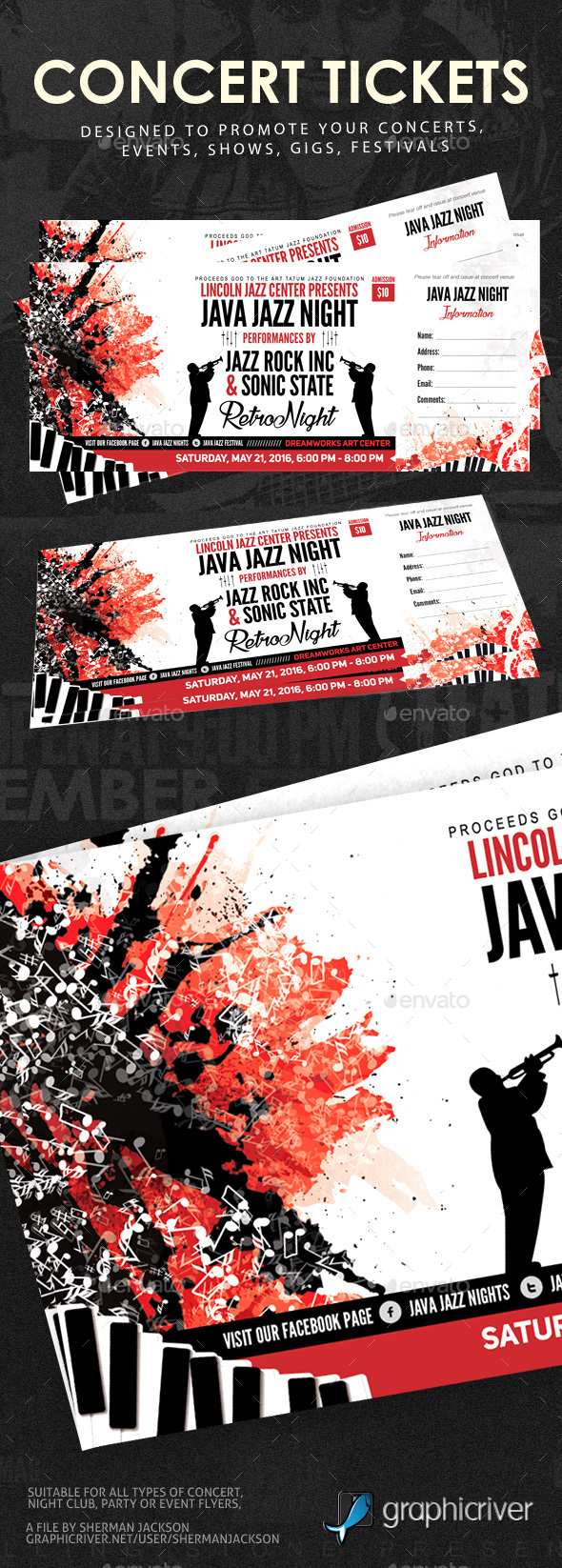 Concert Event Tickets - Miscellaneous Print Templates