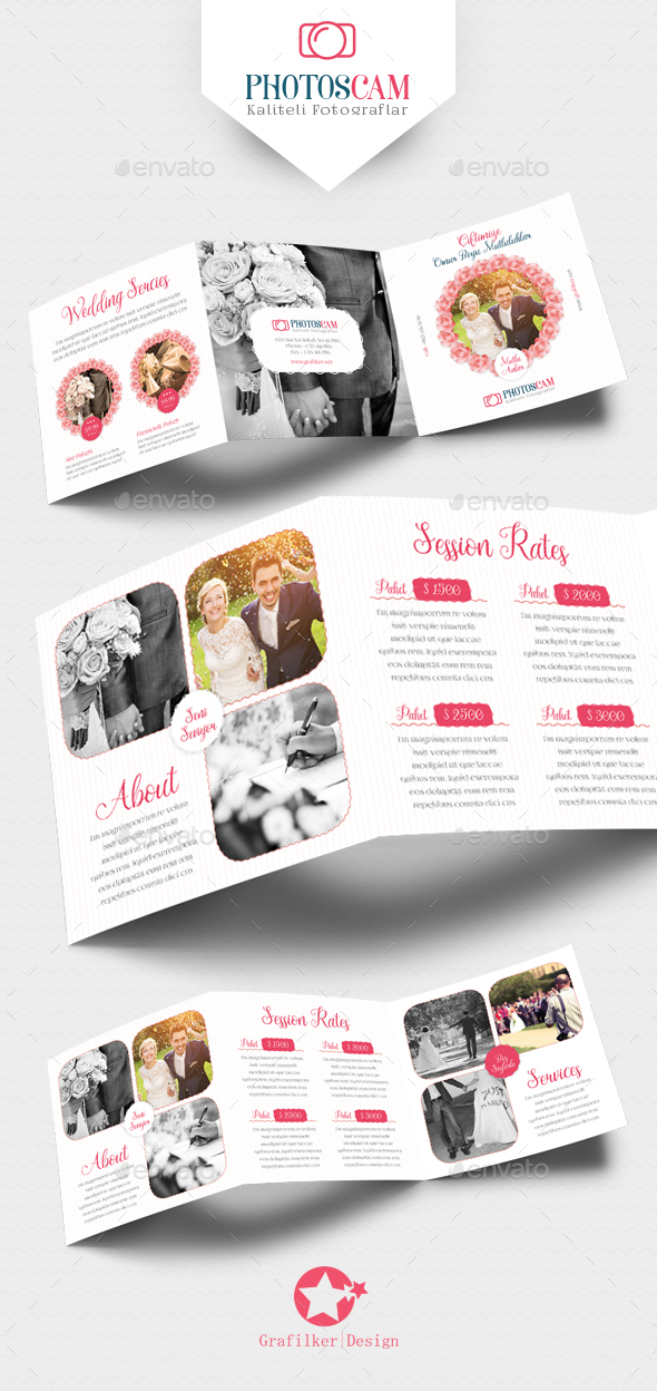 Wedding Square Tri-Fold Templates - Brochures Print Templates