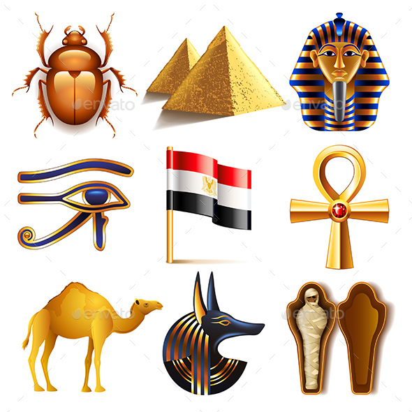 Egypt Icons Vector Set - Travel Conceptual