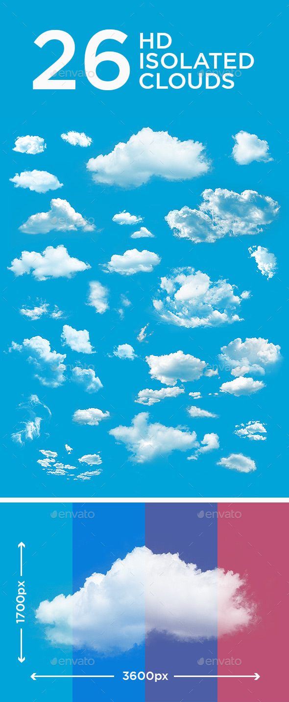 26 High Resolution Isolated Clouds - Nature Backgrounds