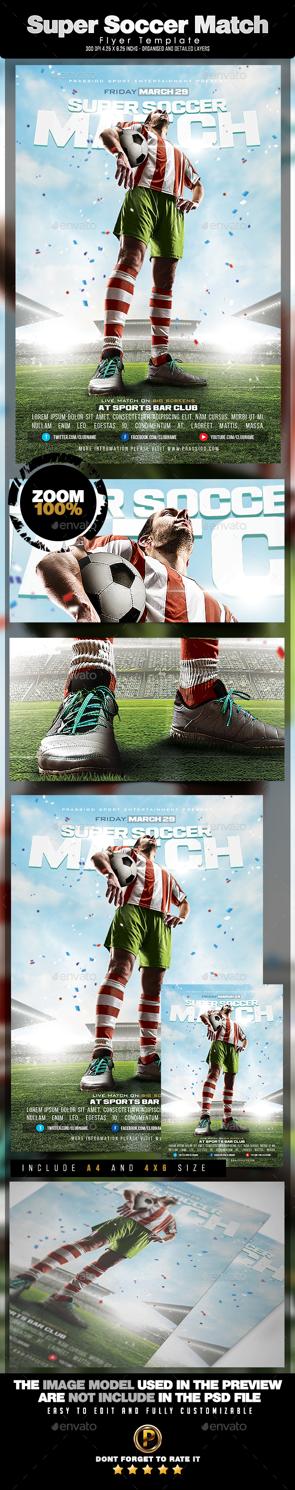 Super Soccer Match Flyer Template - Sports Events