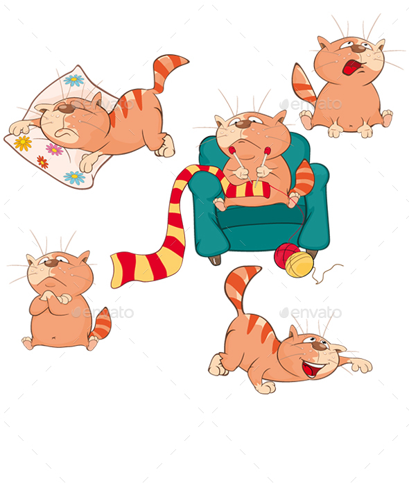 Set of Cartoon Cats for your Design - Animals Characters
