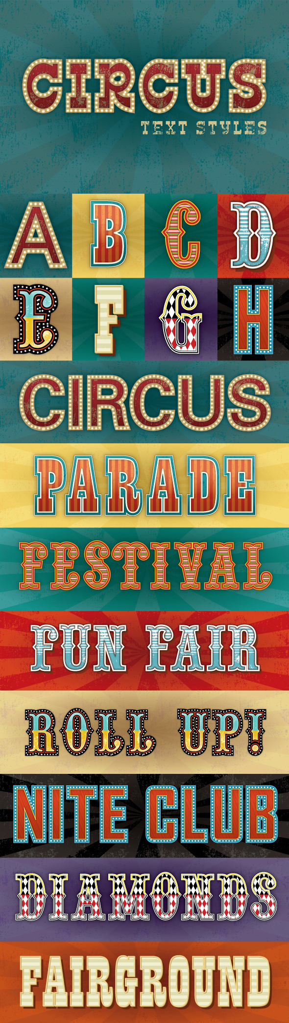 Circus Text Styles - Styles Illustrator