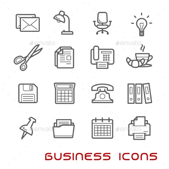 Business And Office Thin Line Icons - Business Icons