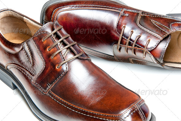 Brown leather dress shoes