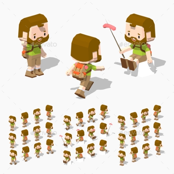 Low Poly Tourist Man - People Characters