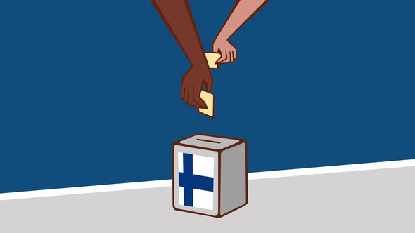 Voting - Close-up of hand casting and inserting a vote in polling box - Finland alt