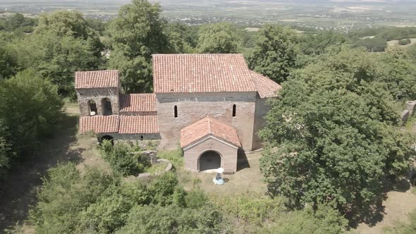 Aerial view of Saint Shio monastery in Telavi, Georgia 2021 alt