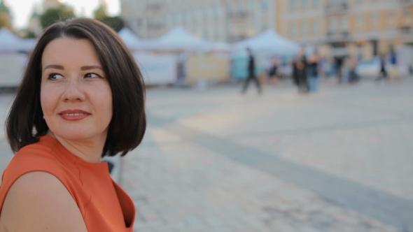 Adult Woman In Red Dress Outdoor