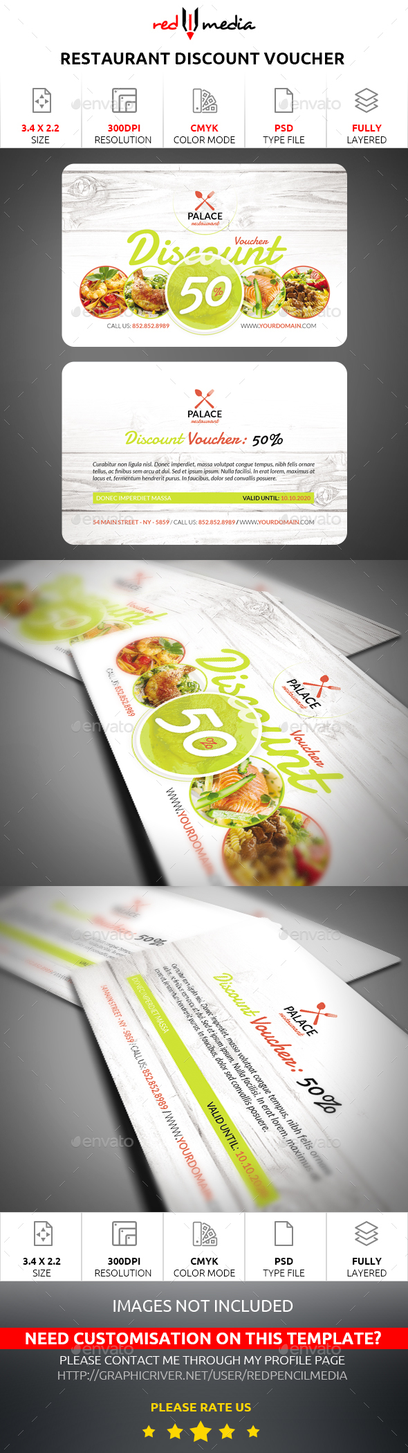 Restaurant Discount Voucher - Cards & Invites Print Templates