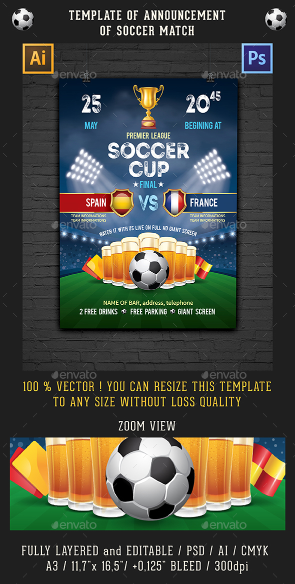 Template Of Announcement Of Soccer Match - Sports Events