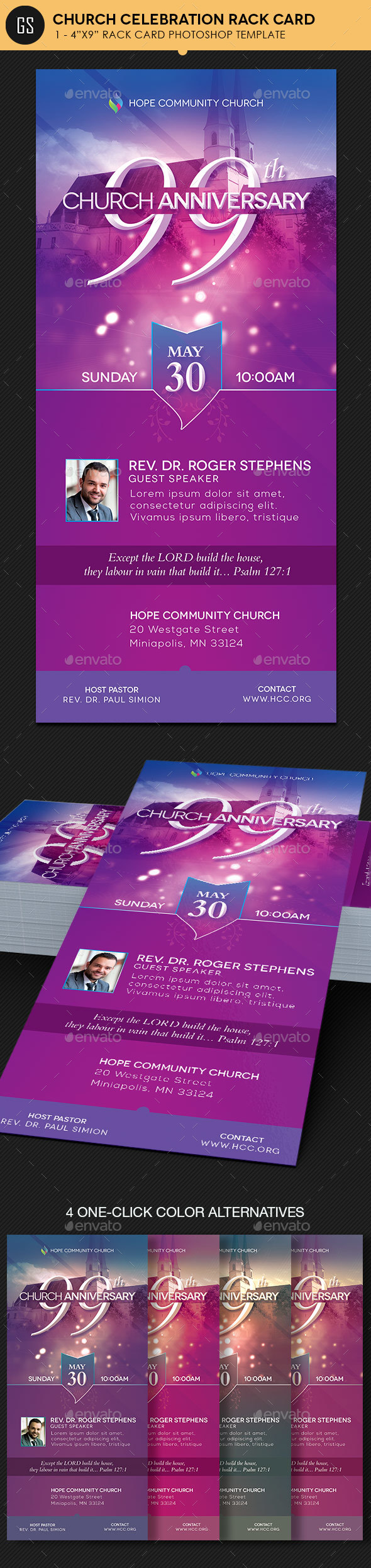 Church Celebration Rack Card Photoshop - Church Flyers