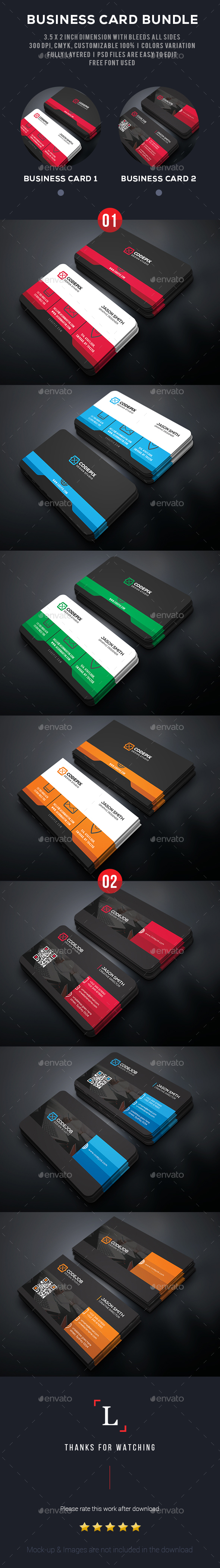 Color Business Card Bundle - Business Cards Print Templates
