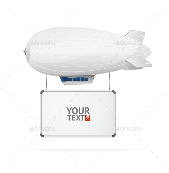 Airship Flying Banner. Vector - Conceptual Vectors
