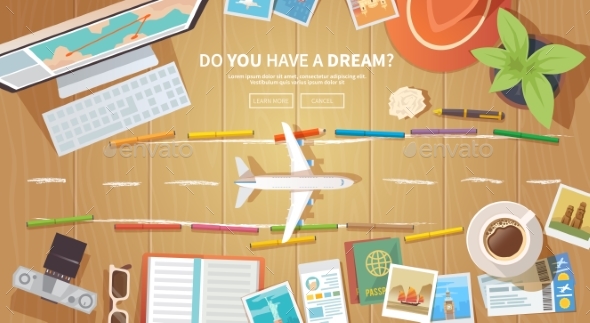 Travel Vector Banner. Runway - Computers Technology