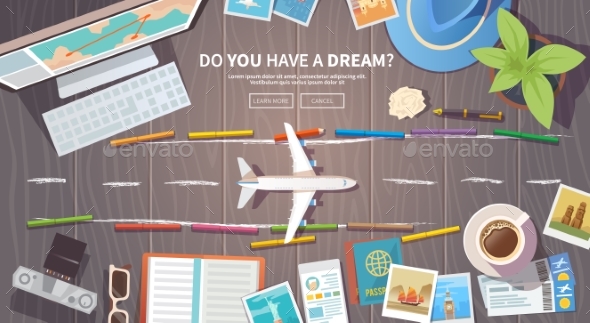 Travel Vector Banner. Runway - Computers Technology