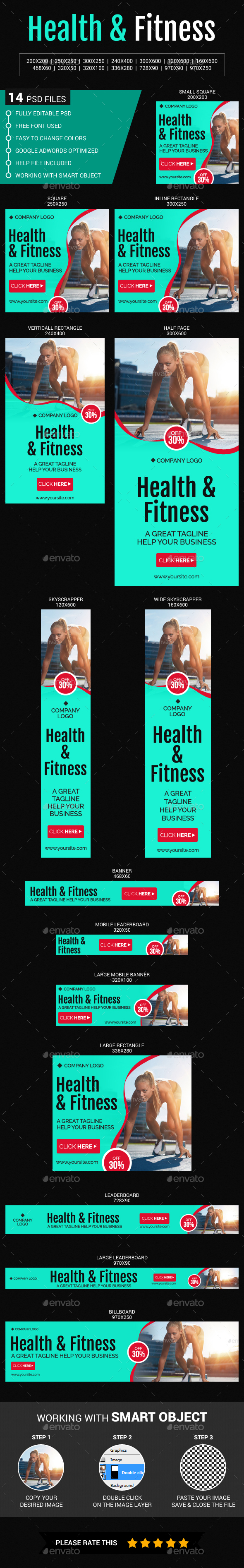 Health & Fitness - Banners & Ads Web Elements