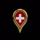 Switzerland Flag 3D Rotating Location Gold Pin Icon - VideoHive Item for Sale