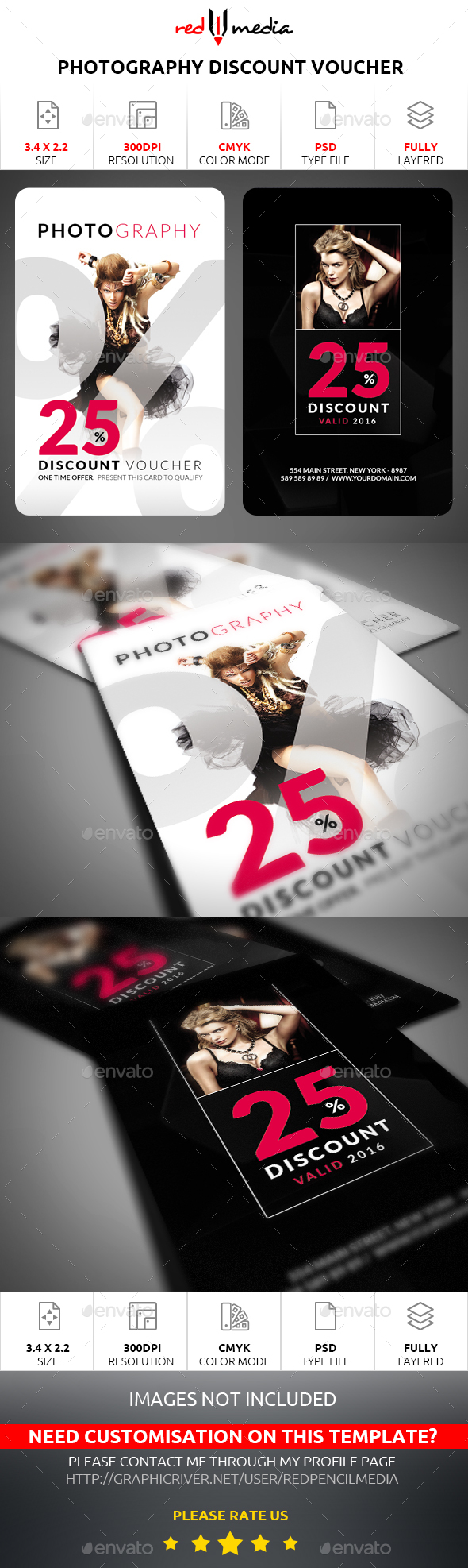 Photography Discount Voucher - Cards & Invites Print Templates