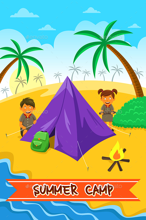Summer Camp Poster - People Characters