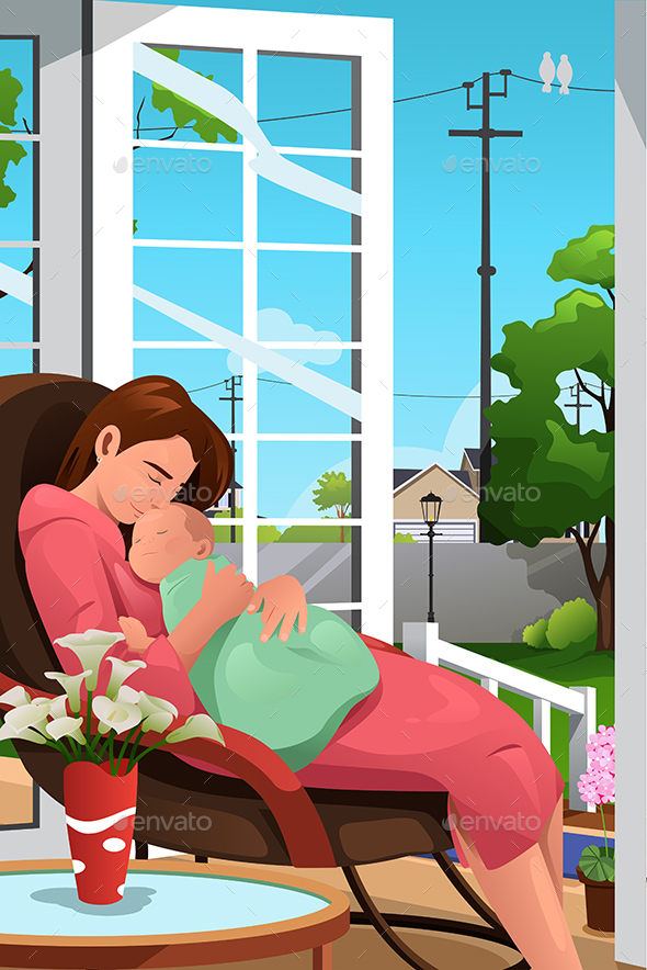 Mother Holding Her Baby - People Characters
