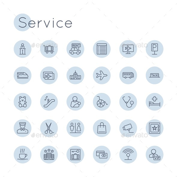 Vector Round Service Icons - Business Icons