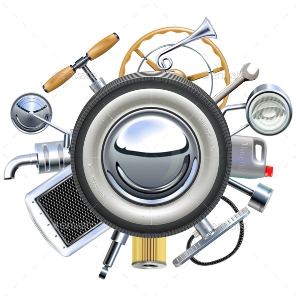 Retro Car Parts Concept - Industries Business