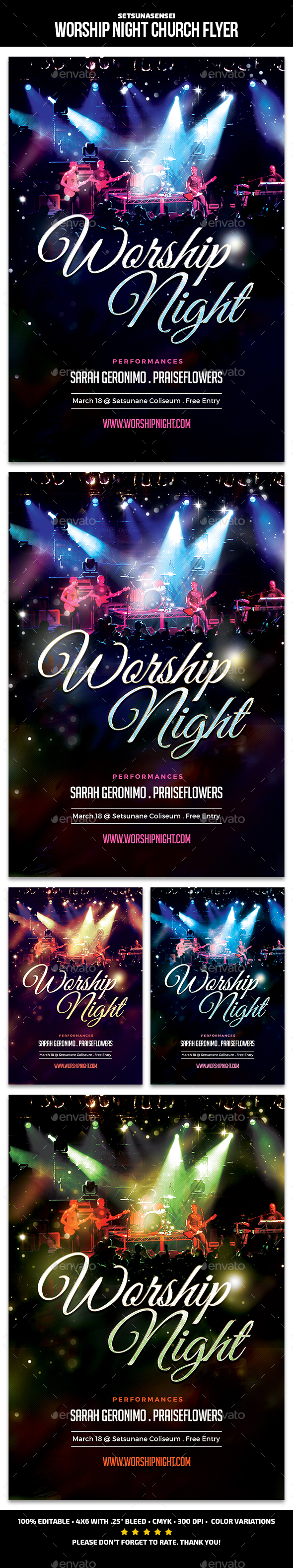 Worship Night Church Flyer - Church Flyers