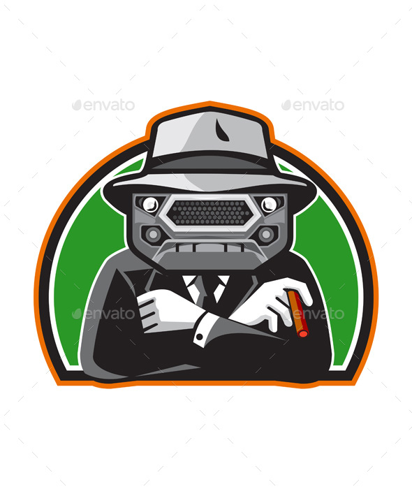 Mobster Car Grille Face Half Circle Retro - People Characters