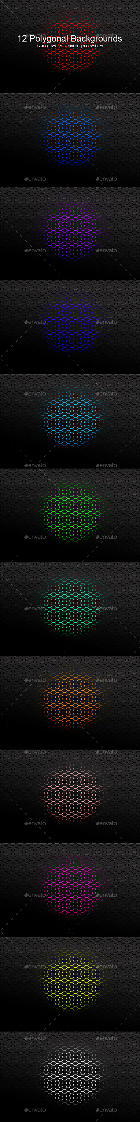12 Polygonal Backgrounds - Patterns Backgrounds