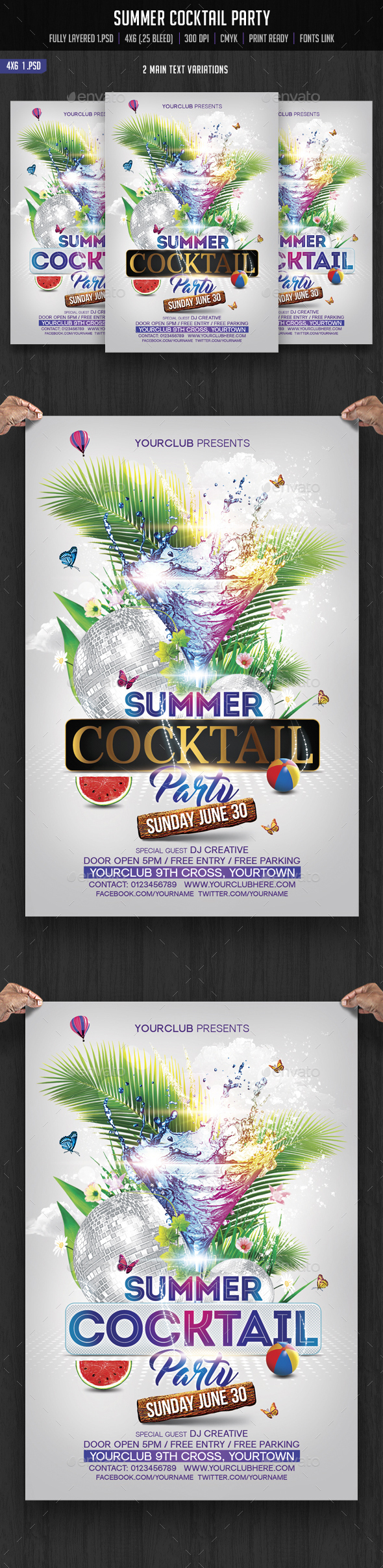 Summer Cocktail Party Flyer - Clubs & Parties Events