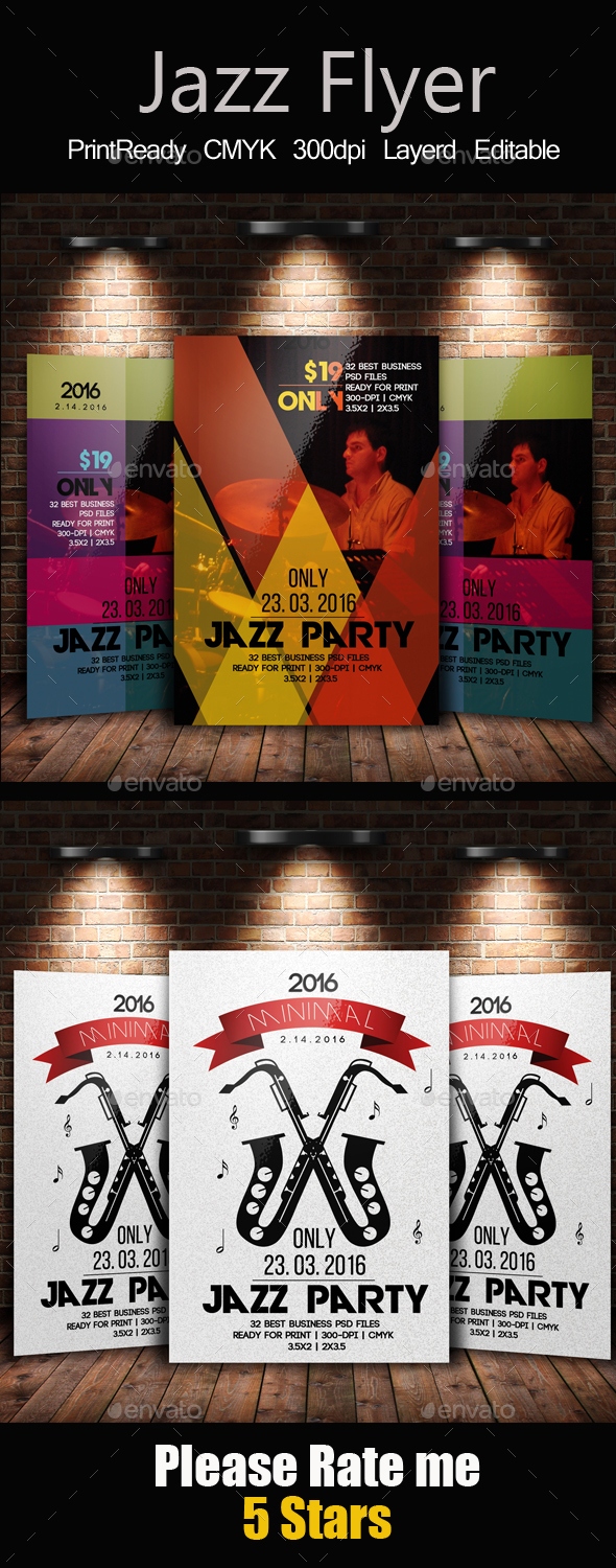 Jazz Flyer & Poster Template Bundle - Clubs & Parties Events