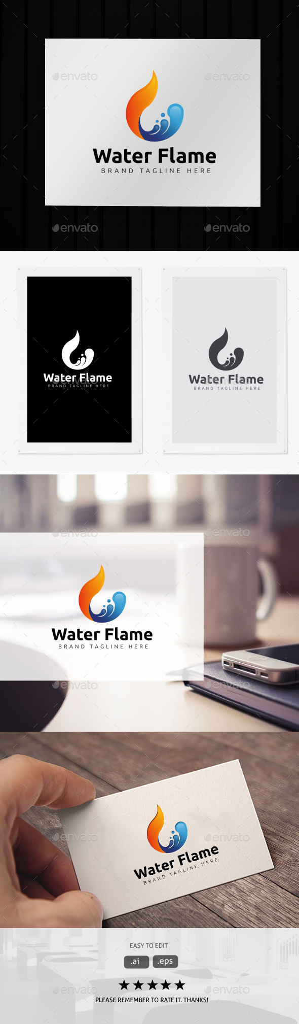 Water Flame - Symbols Logo Templates