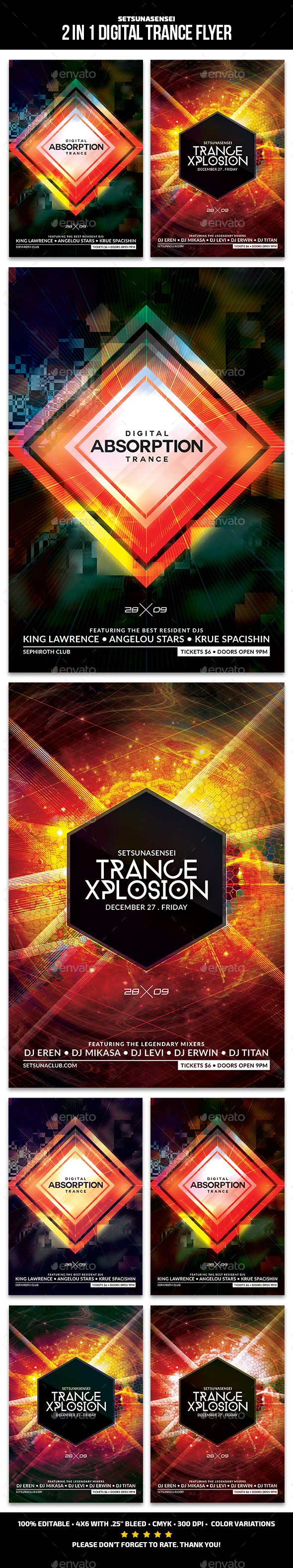 2 in 1 Digital Trance Flyer - Clubs & Parties Events